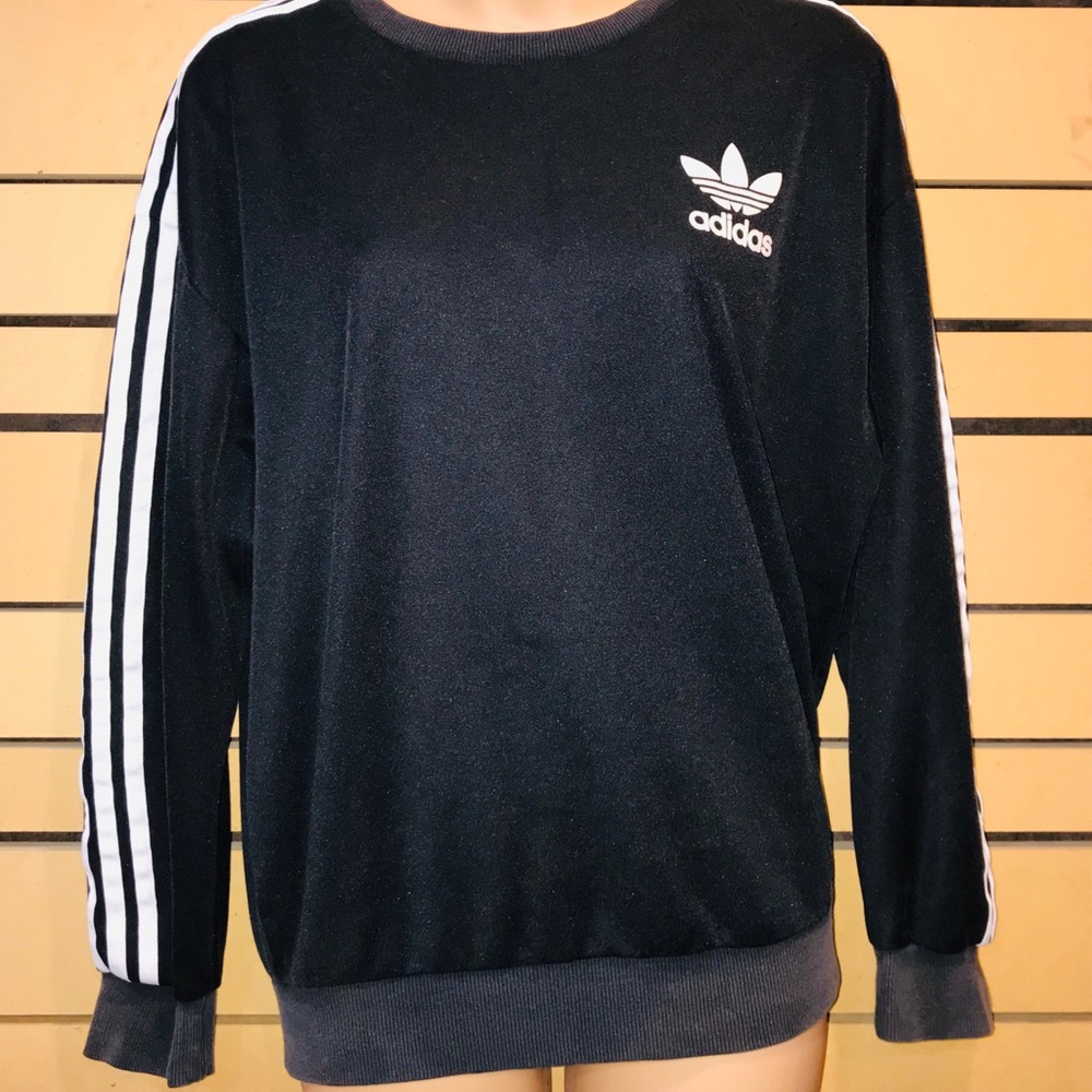 Women’s Adidas Three Stripe Black White Sweater XS
